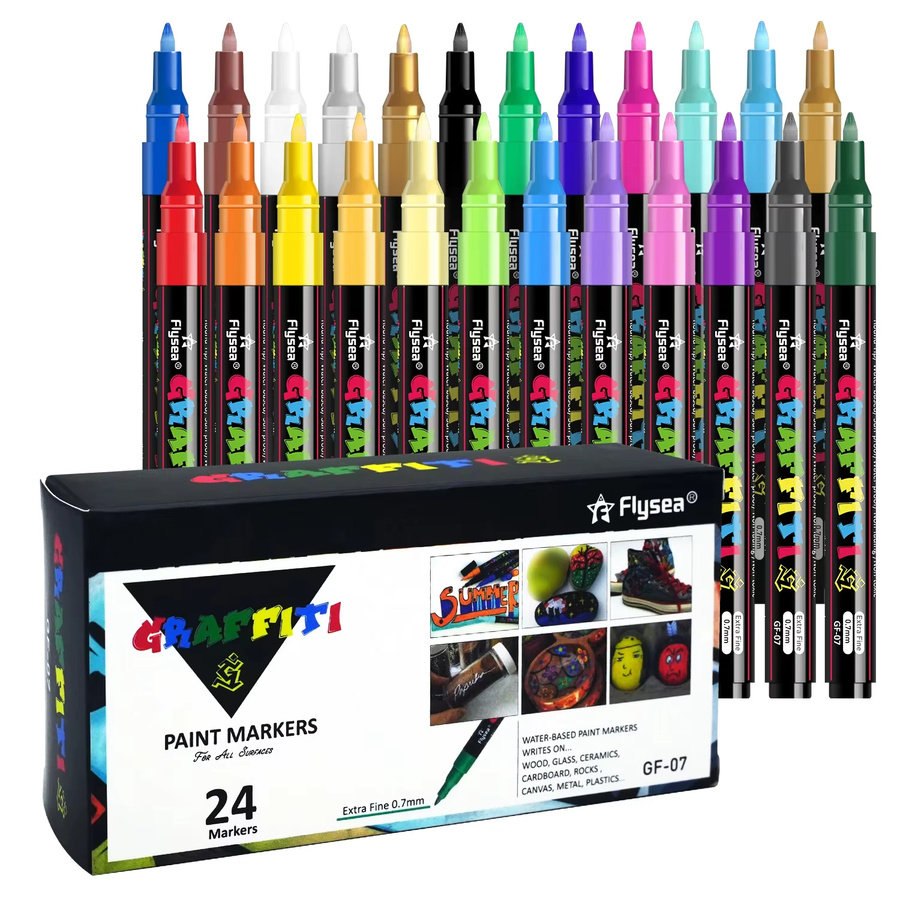 Kolorowys Acryl-Graffiti-Stifte mit 12 Farben, permanente Marker mit ultrafeiner 0,7 mm Spitze für Profis und Künstler, Multicolor - Bild 2