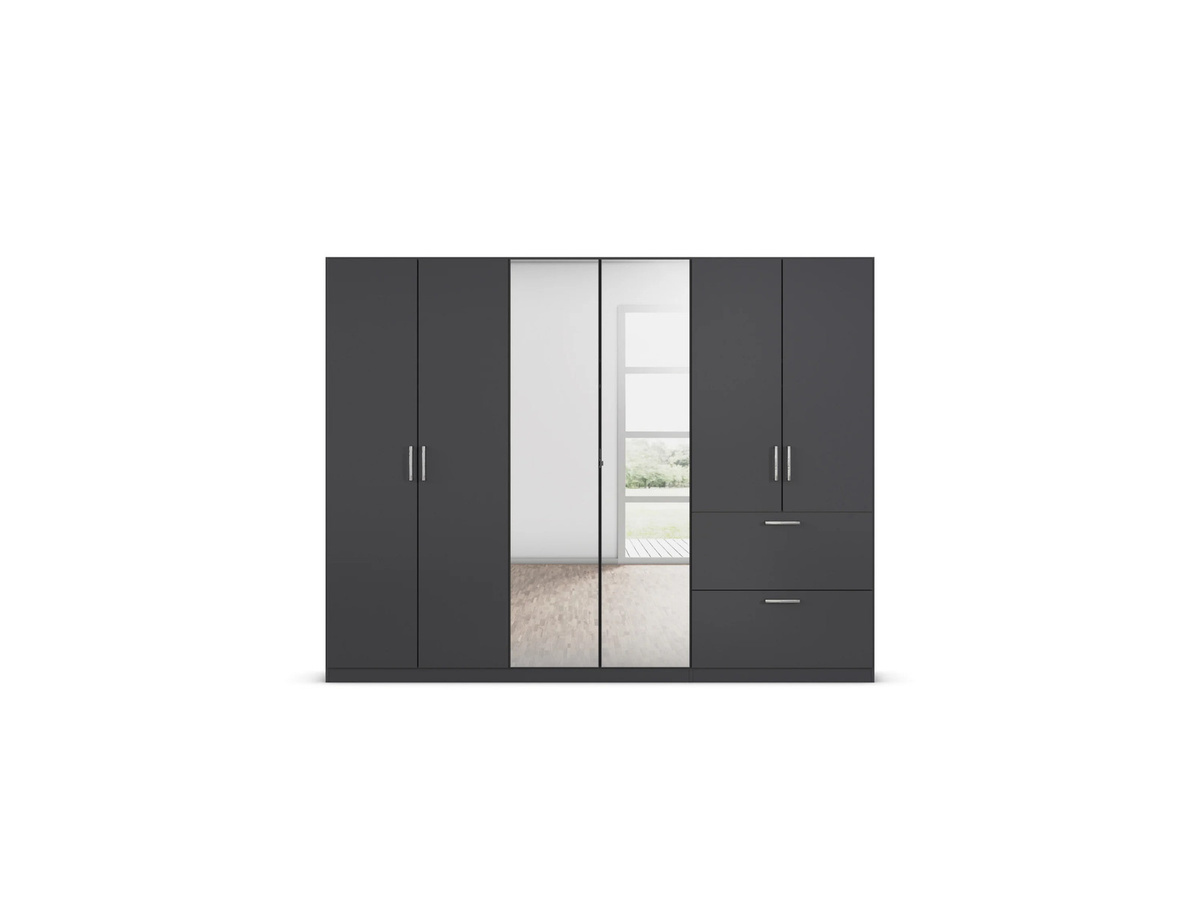 RAUCH BLUE Padua Drehtürenschrank in Graumetallic mit integrierten Schubladen, B: 271 cm, H: 210 cm - Bild 3