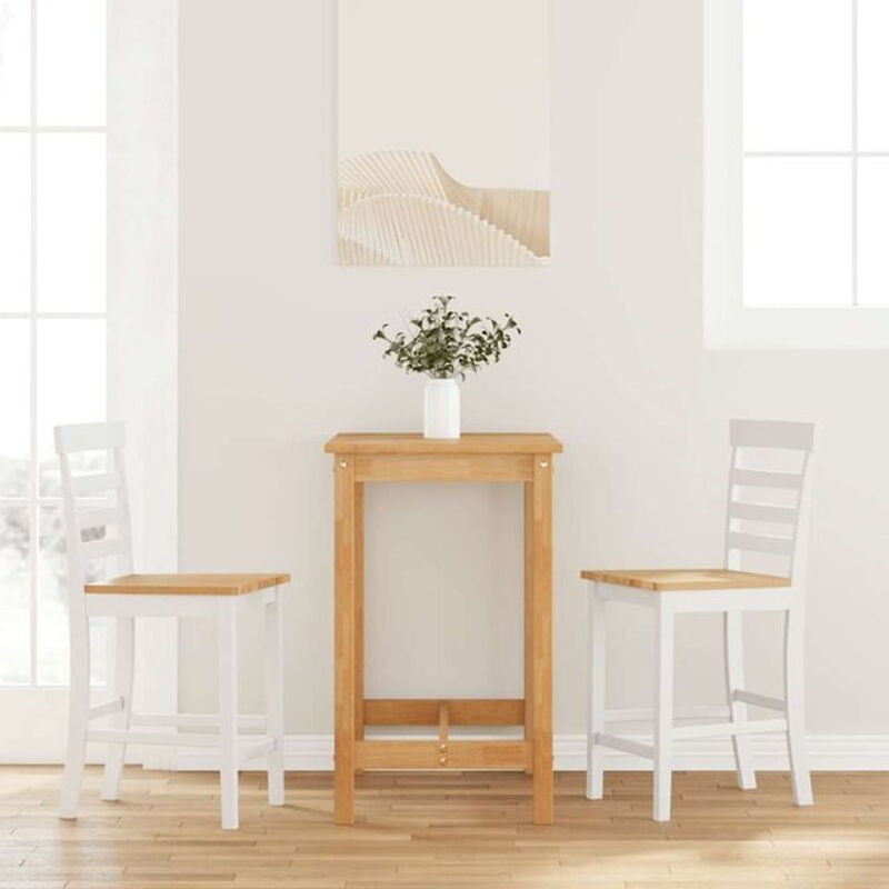 2er Set Barhocker aus Massivholz in Weiß und Natur im skandinavischen Design von vidaxl - Bild 1