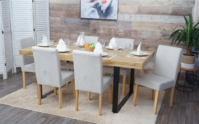 6er-Set Esszimmerstühle Littau von MCW in Beige aus Textil - Bild 1