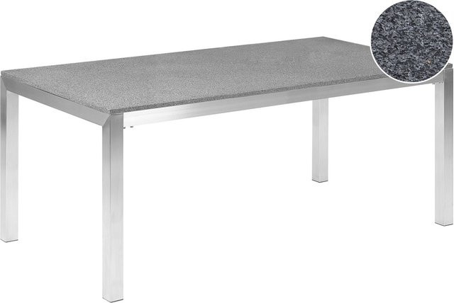 Beliani Gartentisch GROSSETO in Dunkelgrau im Industrial Design aus Metall und Stein, B/T/H: 180 x 90 x 76 cm - Bild 1