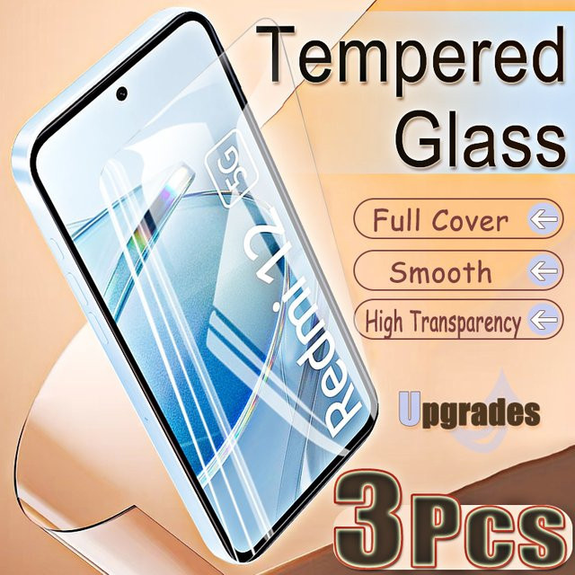 3er-Set gehärtetes Glas Displayschutzfolie für Xiaomi Redmi 12 5G, transparent, mit Fingerabdruck-Entsperrfunktion und Anti-Explosions-Schutz - Bild 1
