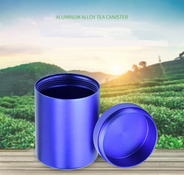 Luftdichte Tee-Vorratsdose aus Aluminium und Glas in Blau, tragbarer und geruchsneutraler Behälter für deine Reise - Bild 1