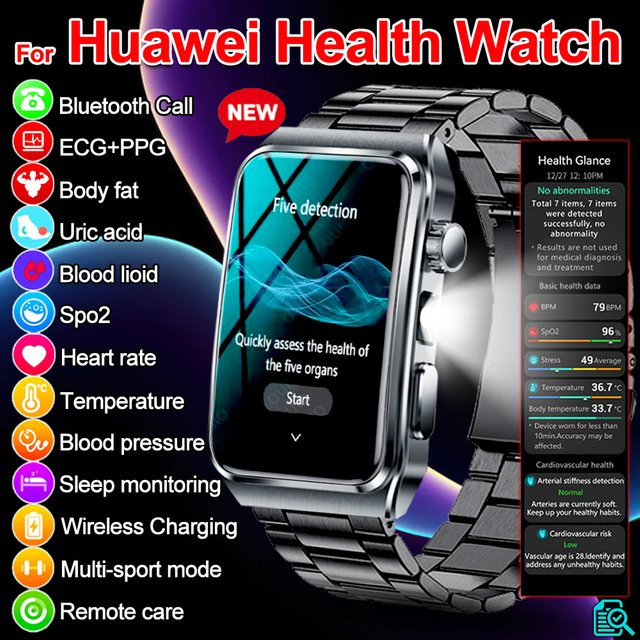 OUIO Smartwatch für Herren mit EKG und PPG Gesundheitsanalyse, Herzfrequenz- und Blutdruck-Tracker in Silber, kompatibel mit Android und iOS - Bild 1