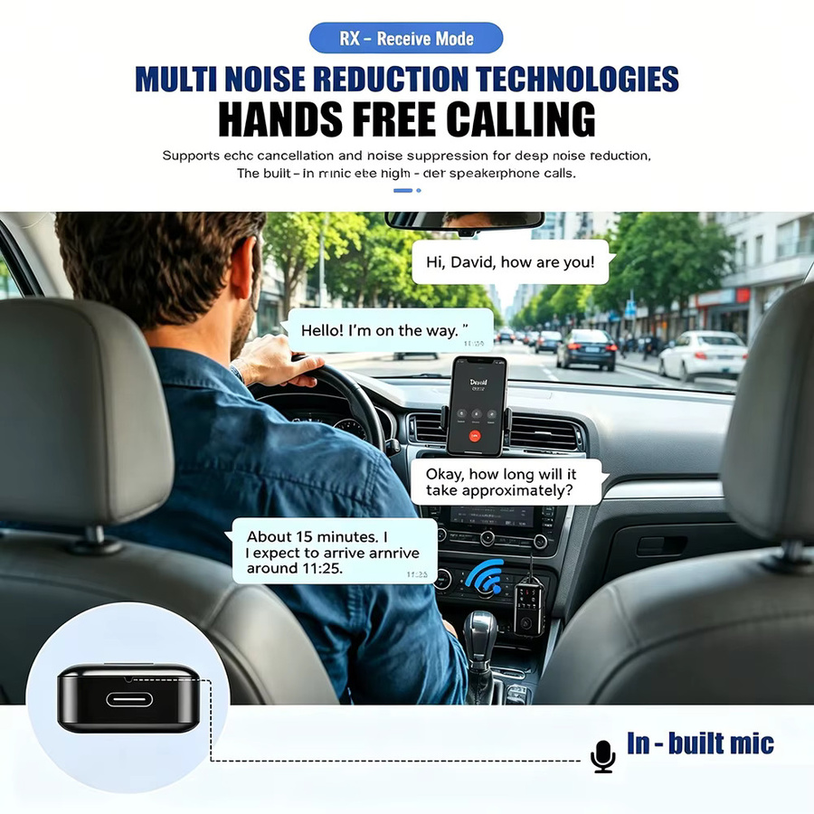 KEBIDUMEI Bluetooth 6.0 Audio-Adapter Dual RX und Dual TX in Schwarz mit 3,5mm AUX HiFi Stereo für PC und TV - Bild 5