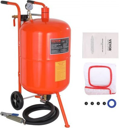 VEVOR Mobiles Sandstrahlgerät in Orange mit 75,7 l Fassungsvermögen und 4 Düsen für 60–110 PSI Arbeitsdruck - Bild 1