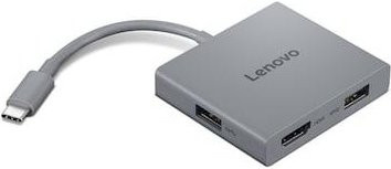 Lenovo USB-C 4-in-1 Travel Hub Gen 2 Dockingstation mit HDMI 4K 60Hz, 2x USB-A und Audio in Schwarz und Grau - Bild 1