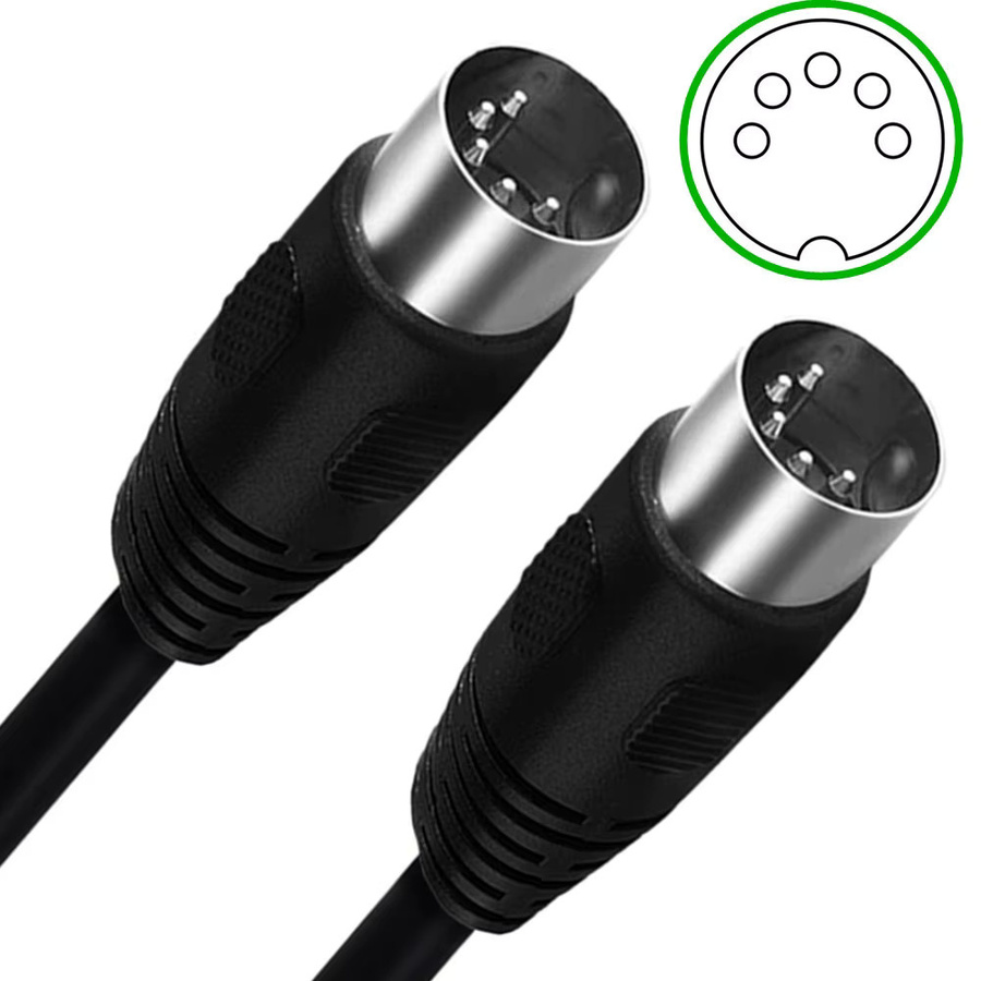 UXG MIDI DIN 5-Pin Stecker auf Stecker Audio Verlängerungskabel in Schwarz - Bild 3