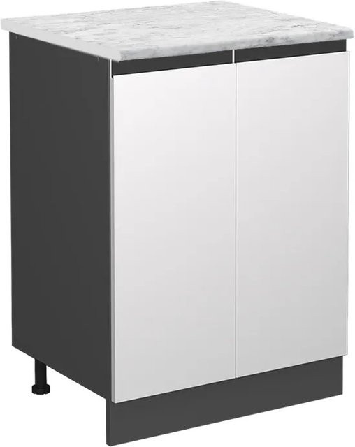 Vicco Küchenunterschrank R-Line Küchenkommode Weiß/Anthrazit mit Marmor-Optik B/T/H: 60,0 x 46,0 x 81,6 cm - Bild 1