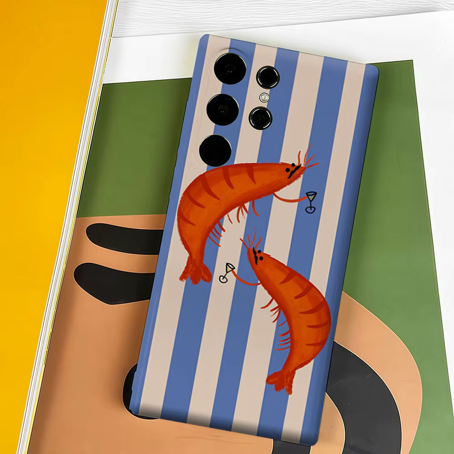 Aurbe Handyhülle für Samsung Galaxy S26 S25 S24 S23 Ultra Plus mit HD Hard Shrimps Cheers Design in Multicolour - Bild 4
