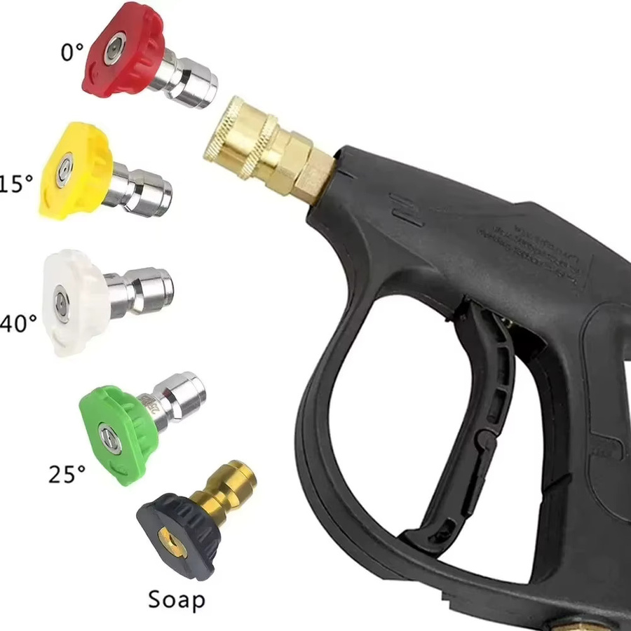 5-teiliges Set ZHOUYAN Hochdruck-Sprühdüsen für die Gartenreinigung mit 1/4 Zoll Schnellanschluss und 0-40 Grad Sprühwinkel, Multicolor - Bild 3