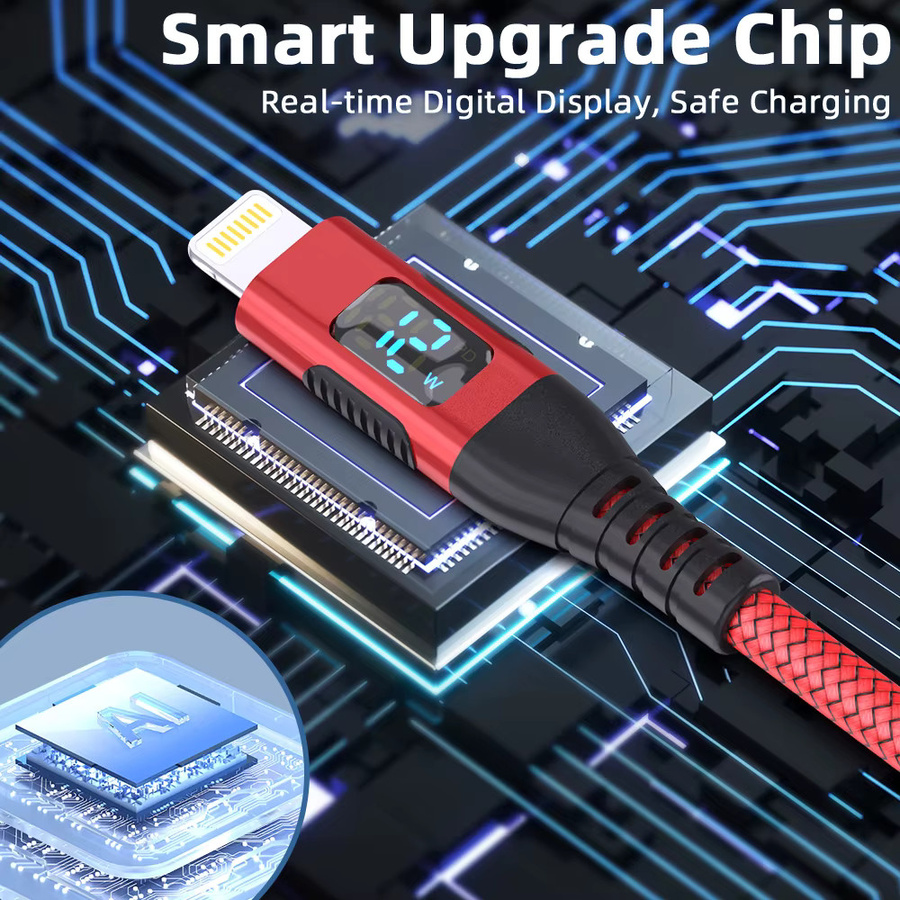 LAIHONEN USB-A auf Lightning Kabel mit digitaler Anzeige für iOS, Blau - Bild 4