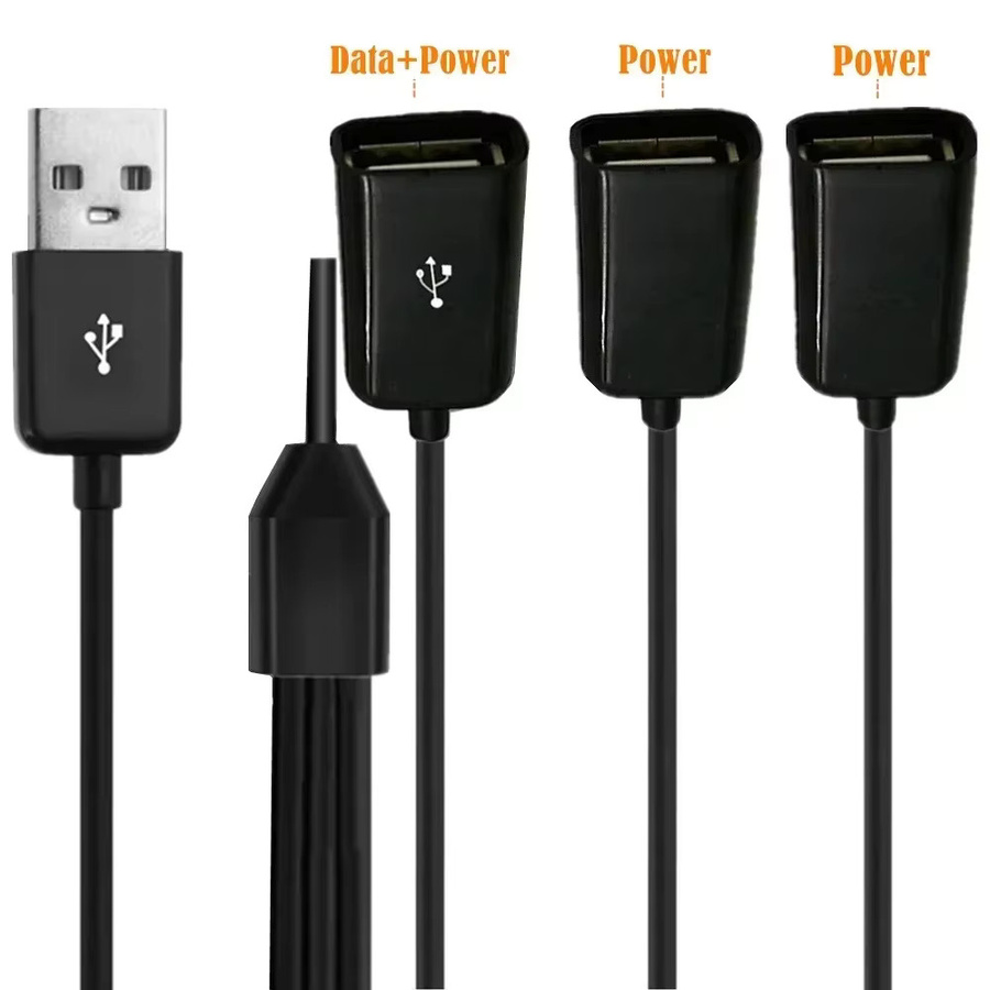 MACDOT 3-in-1 USB-Verlängerungskabel mit Y-Splitter, 3A Schnellladefunktion, USB-A auf USB-Buchse, Länge: 1 m - Bild 2