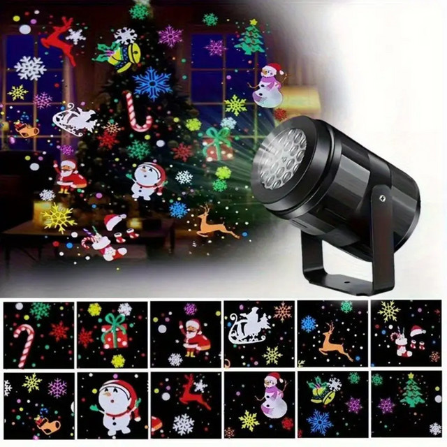 Leclstar USB Weihnachts-Schneeflocken-Projektor in Schwarz mit rotierendem Urlaubsmuster für die Innenraumdekoration - Bild 1