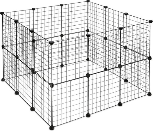 Relaxdays Freilaufgehege Gitter Set 24er Pack aus Metall und Kunststoff in Schwarz, B/T/H: 72 x 110 x 110 cm