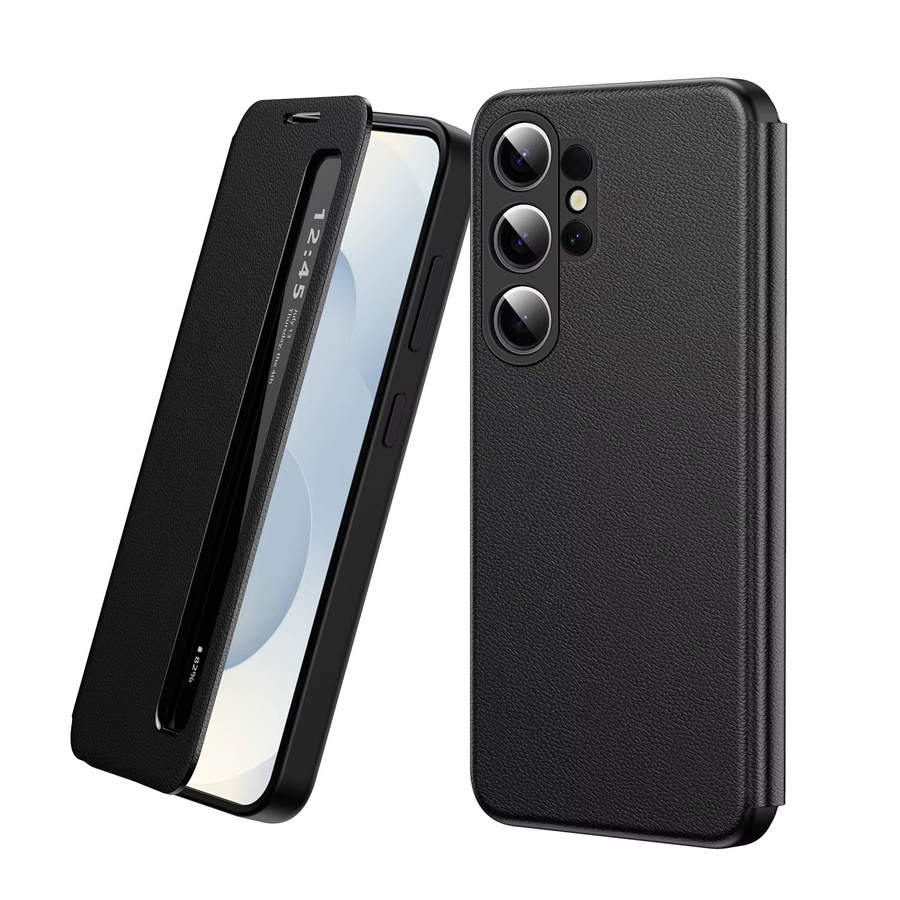 APP Luxus Leder Handyhülle mit Smart-Fenster für Samsung Galaxy S26 S25 S24 S23 S22 Ultra Plus S25 FE in Schwarz - Bild 4