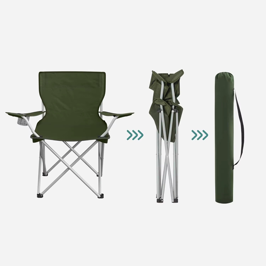 Songmics 2er Set Campingstühle in Grün mit Armlehnen und Getränkehalter, belastbar bis 120 kg - Bild 4