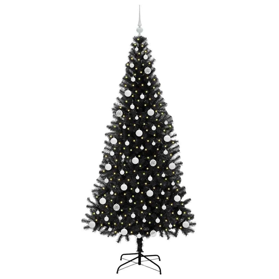 vidaXL Weihnachtsbaum aus PVC mit 300 warmweißen LEDs in Schwarz, Höhe: 210 cm - Bild 2