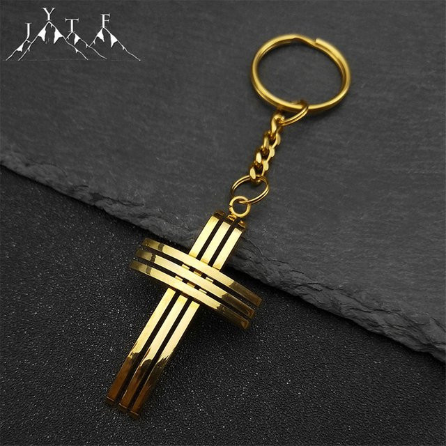 JYTF Anhänger Jesus Kreuz, Edelstahl, Gold, Unisex - Bild 1