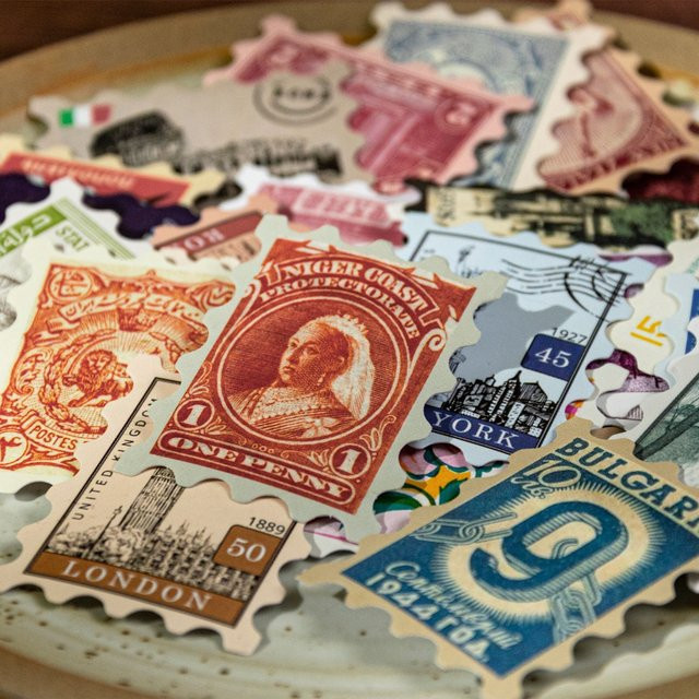 50 Blatt Retro-Stempelaufkleber-Set im Vintage-Design für Bastelarbeiten und Geschenkverpackungen, Mehrfarbig - Bild 1