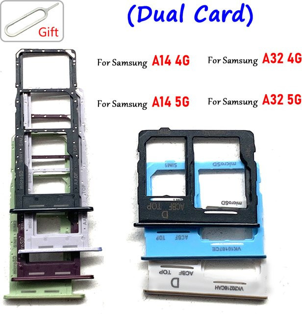 Dual SIM-Kartenhalter mit SIM-Pin für Samsung A32 4G/5G und A14 4G/5G in Silber und Multicolour - Bild 1