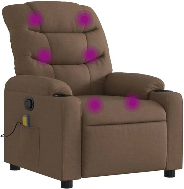 vidaXL Massagesessel Braun aus Stoff mit Armlehnen und Relaxfunktion - Bild 1