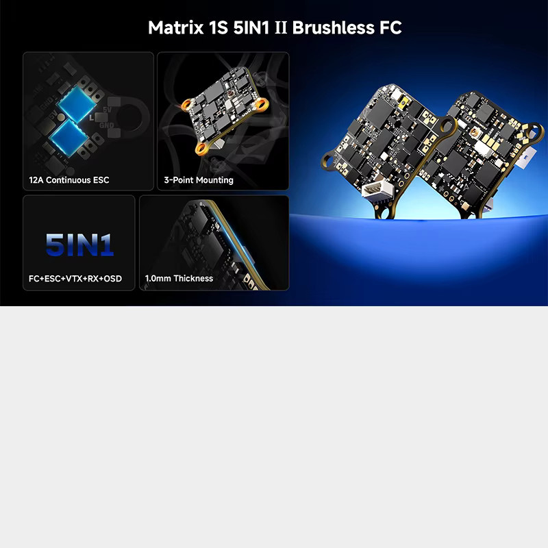 BETAFPV Matrix 1S Brushless Flight Controller 5IN1 V2 mit 12A Dauerbetriebs-ESC in Schwarz für Air65/75 II FPV Drohnen - Bild 2