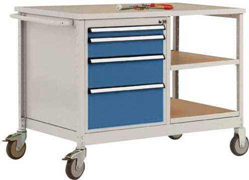 Manuflex MW2001.0002 Mobile Werkbank aus Stahl und Holz in Grau und Blau - Bild 1