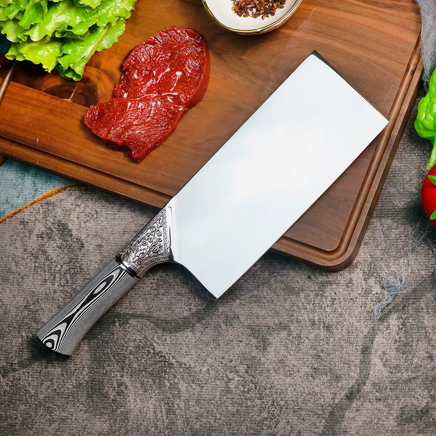 JUMCSONG 8,5-Zoll Chefmesser aus Goldpulverstahl in Silber und Weiß - Bild 2