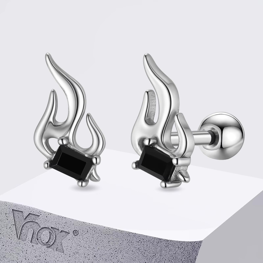 VNOX Ohrstecker Edelstahl, Zirkonia, Silber, Unisex - Bild 3