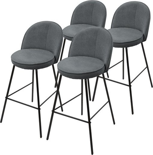 ML-Design Barhocker 4er Set Anthrazit mit Rückenlehne und Fußstütze, B/T/H: 52 x 50 x 102 cm - Bild 1