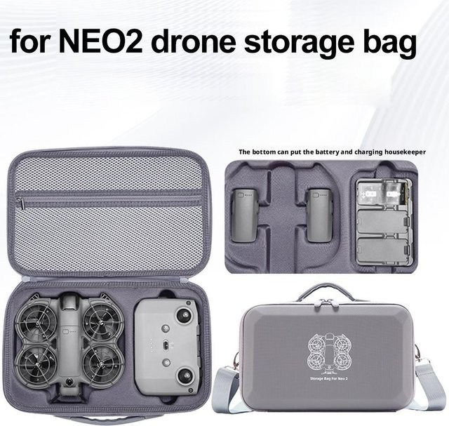 DJI NEO 2 Tragetasche aus PU-Leder in Grau, wasserdichte Hartschale Reisebox und Aufbewahrungstasche - Bild 1
