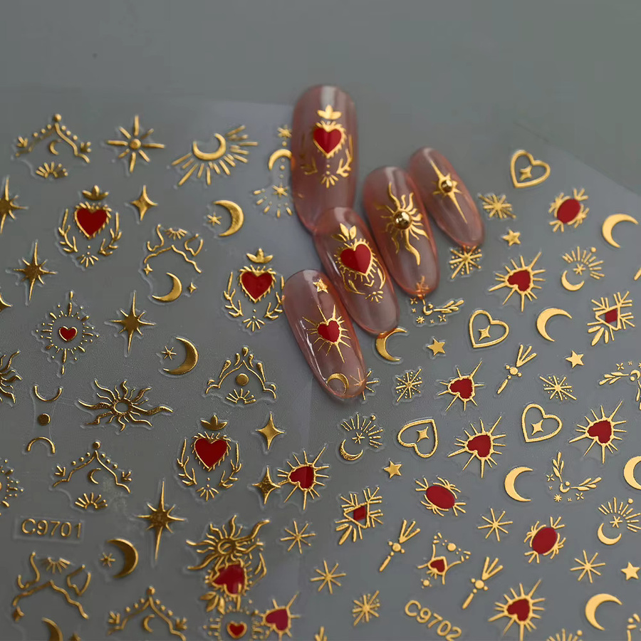 MAFANAILS Nail Art Aufkleber, 3D Liebe Stern Mond Sonne, Bohö Totem - Bild 2