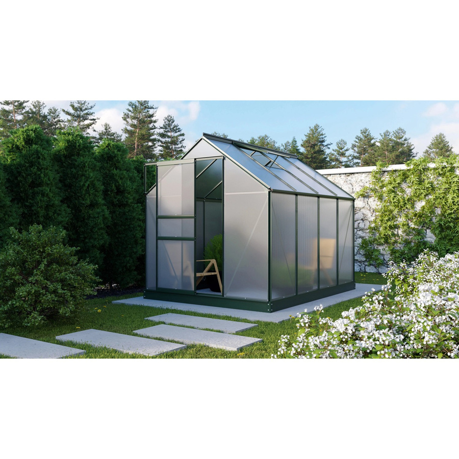 Vitavia Gewächshaus Planet 5000 in Smaragd mit Fundamentrahmen, 5,0 m², Aluminium und Polycarbonat-Verglasung - Bild 4