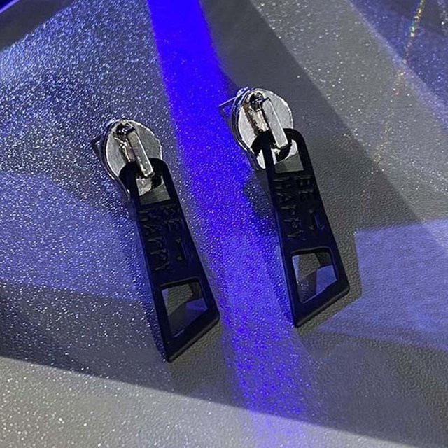 Ohrstecker Reißverschluss Kopf, Edelstahl, Silber, Unisex - Bild 1