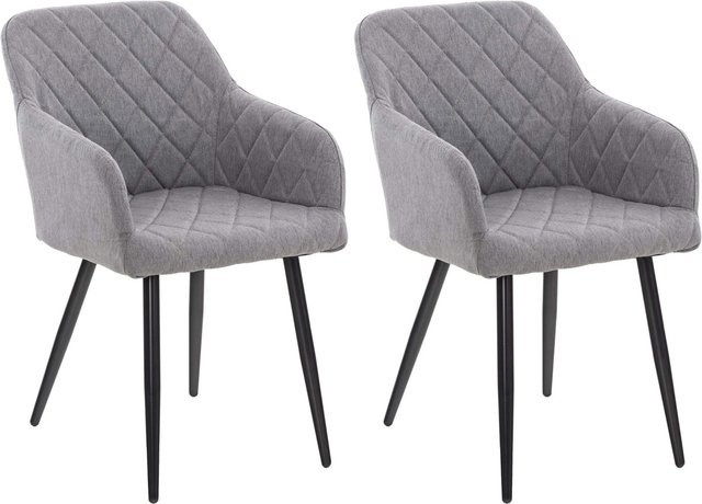 2er Set Esszimmerstühle DELUKE LISAN in Grau aus Stoff und Metall, moderne Küchenstühle B/T/H: 47 x 44 x 84 cm - Bild 1