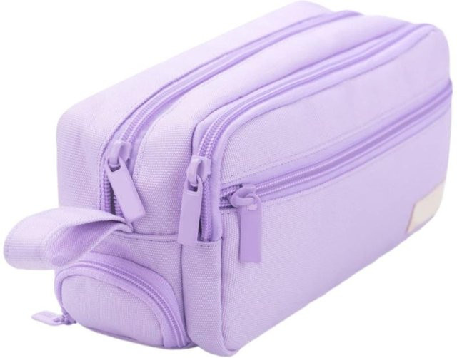 Ästhetische Federtasche aus Nylon in Violett mit großer Kapazität und Reißverschluss zum Organisieren deiner Schulmaterialien - Bild 1