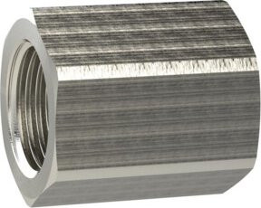 Riegler Muffe mit Außensechskant, reduzierend G 3/8 i. auf G 1/2 i., Messing vernickelt, Silber - Bild 1