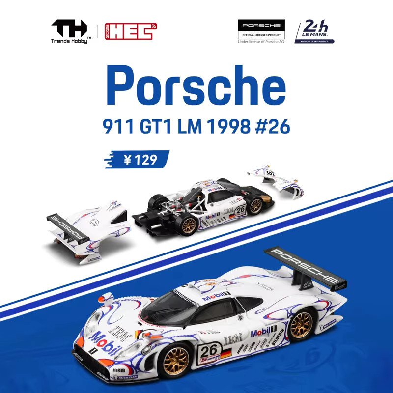 Bburago 911 Gt1 Lm 1998 24-H Le Mans Champion Car, Miniaturmodellspielzeug, 1:64, Metall - Bild 3
