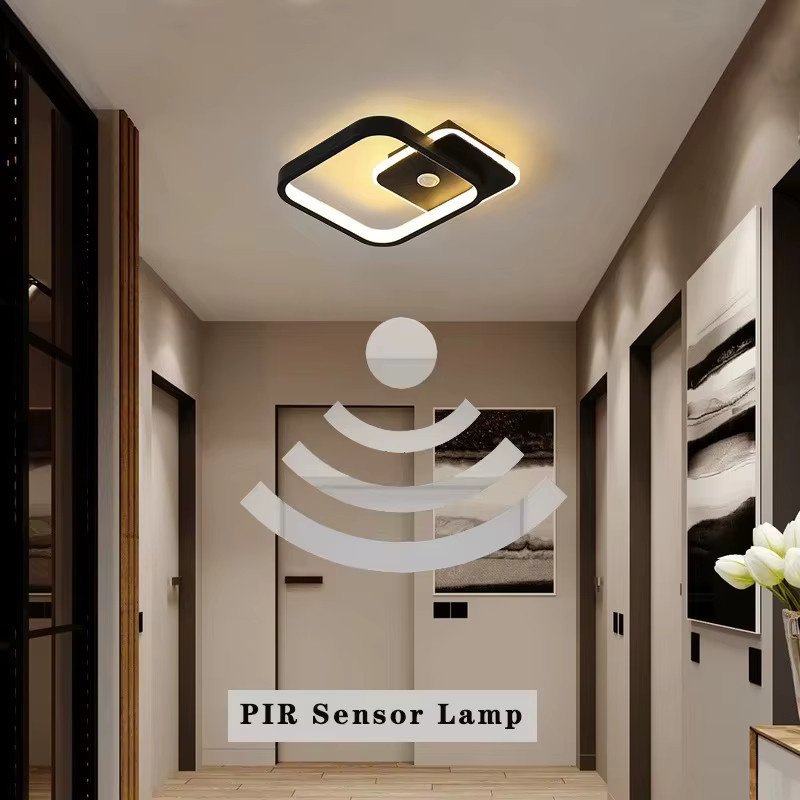 HAULVANG LED-Deckenleuchte mit PIR-Bewegungsmelder in Weiß, moderne quadratische Deckenlampe für Flur und Korridor - Bild 2