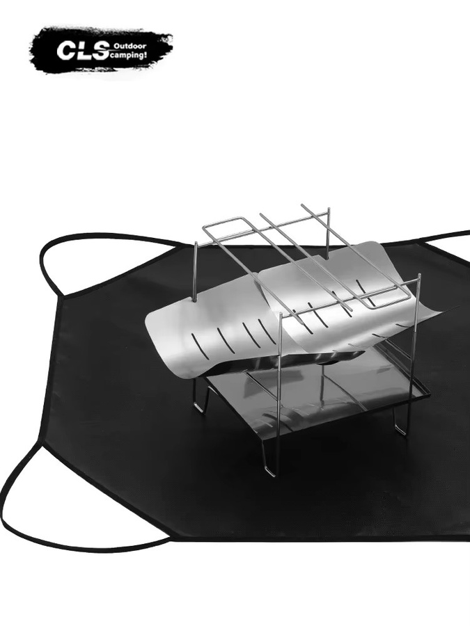 CLS Outdoor Camping Achteckige Hitzebeständige Grill-Isoliermatte mit Silikonbeschichtung in Schwarz inklusive Tasche - Bild 4