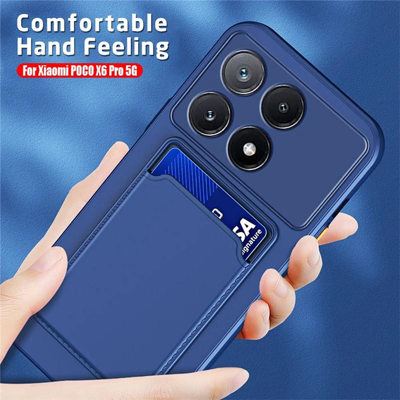 Flüssigsilikon Handyhülle mit Kartenhalter für POCO X7 F6 X6 M6 X3 X5 Pro C65 F5 C55 F3 M5 X3 GT M4 X4 Pro F5 F4 X3 NFC in Blau - Bild 2