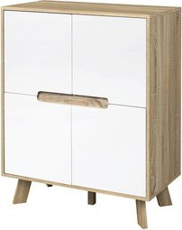 Möbilia Kommode aus MDF in Weiß und Natur, H: 102 cm, B: 80 cm, T: 40 cm - Bild 1