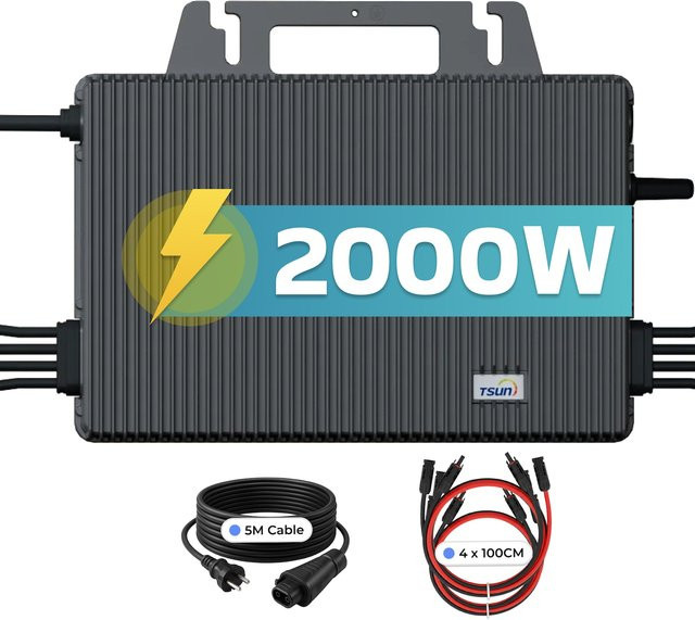 TSUN Mikro-Wechselrichter TSOL-MS2000 2000W in Schwarz für Balkonkraftwerke mit 4 MPPT, IP67 wetterfest, Bluetooth und WIFI - Bild 1