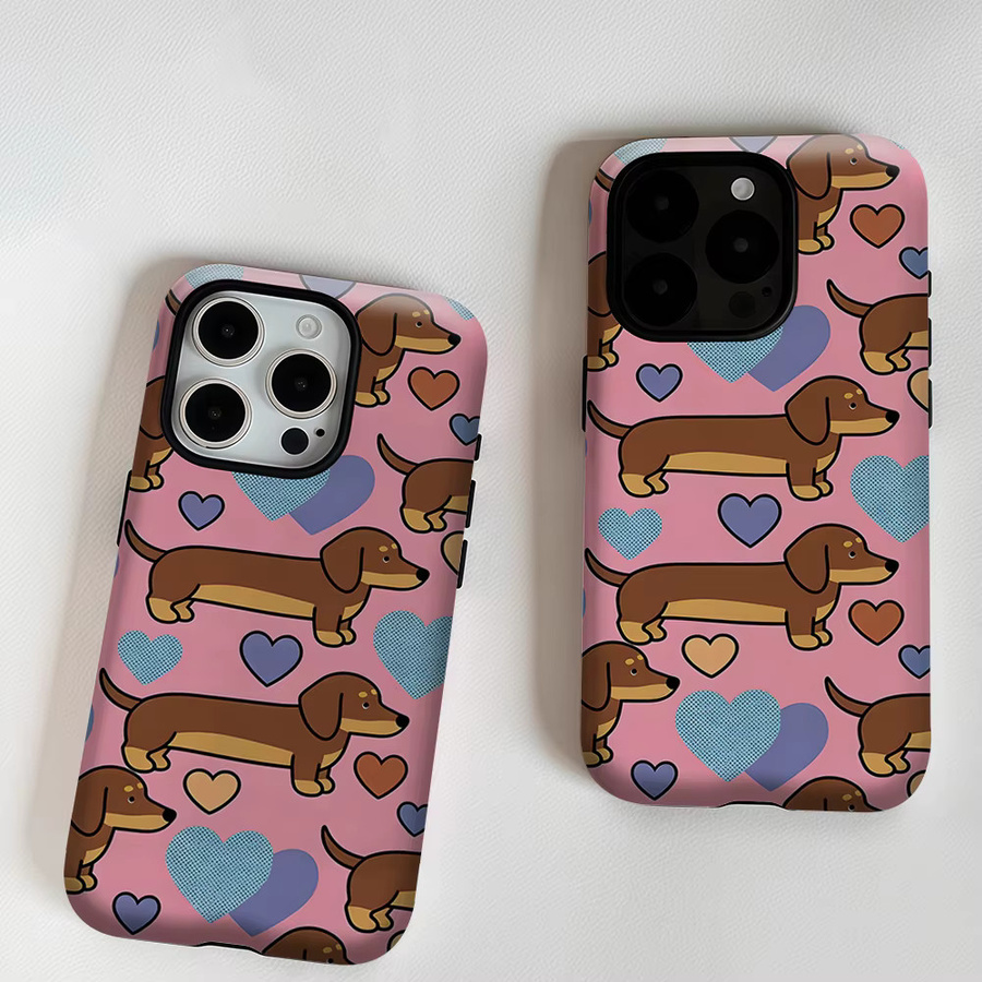 Aurea Case Matte Bumper MagSafe Hülle für iPhone mit Rosa Dackel Herz-Print - Bild 5