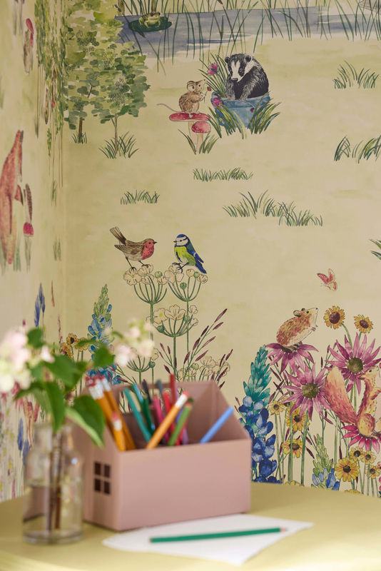 Little Greene Tapete Potter's Woodland - Spring Wandbild mit floralem Motiv in Mehrfarbig für Kinderzimmer - Bild 3