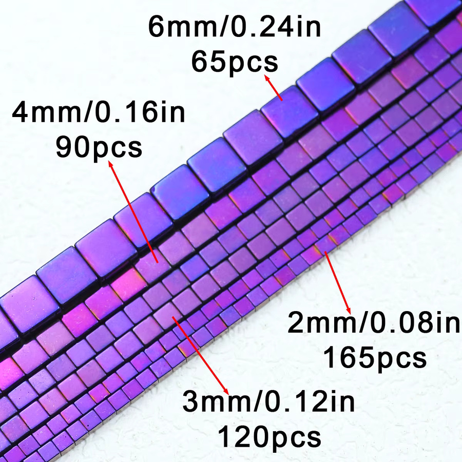 Perle Hämatit, Lila, Würfel, Quadrat, Spacer - Bild 2
