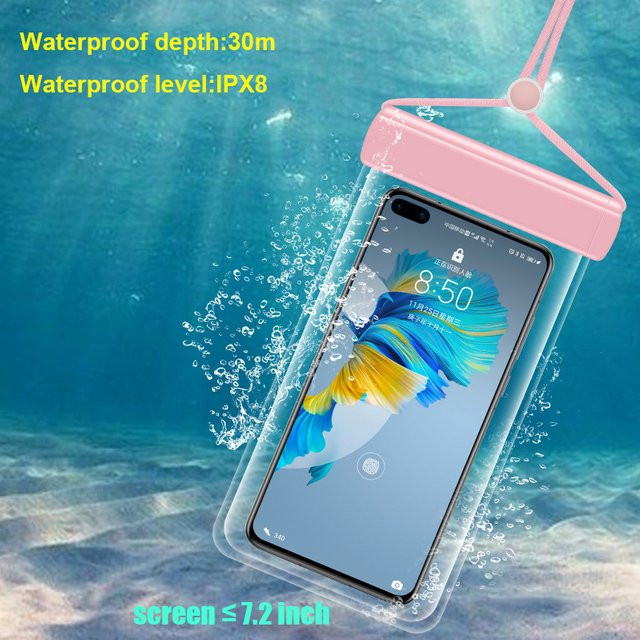 Wasserdichte Handyhülle mit Touchscreen-Funktion für Smartphones unter 7,2 Zoll, transparente Schutzhülle mit Lanyard zum Schwimmen und Tauchen - Bild 1
