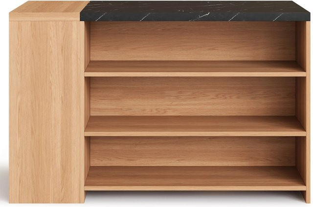 okwish Kücheninsel mit Bartheke und Schubladen in Marmor Optik, Farbe Natur, B/T/H: 140 x 60 x 90 cm - Bild 1