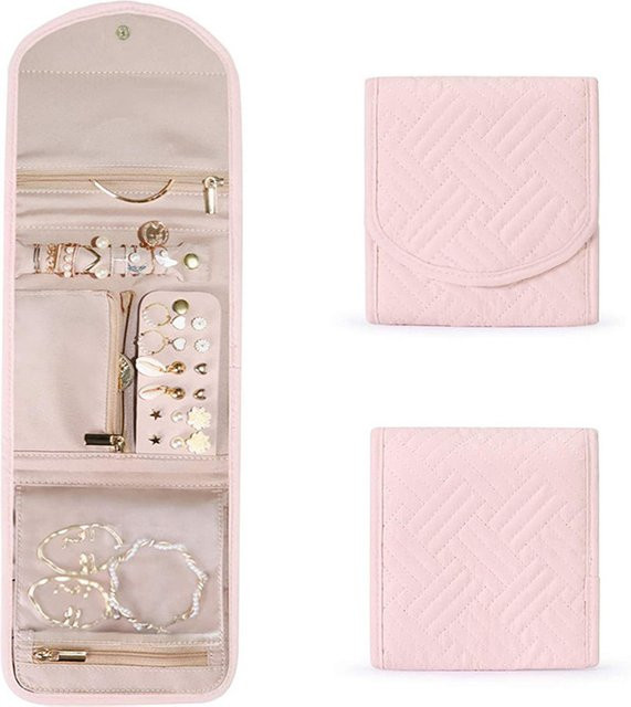 Schmuck Aufbewahrungstasche Kunstleder Samt, Rolltasche, Tragbare Tasche - Bild 1